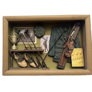 Golf Shadowbox Clubs Shoes Balls Wall Decor 12"